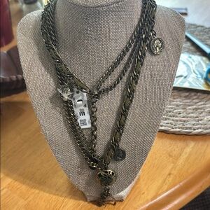Chic Multi-Layered Bronze Necklace with Charms